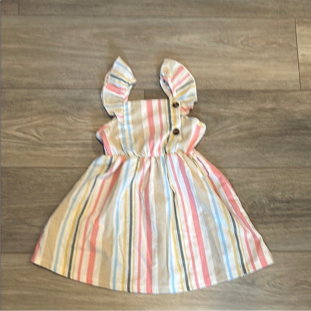 SHEIN Pink and Blue Ruffled Smocked Sundress